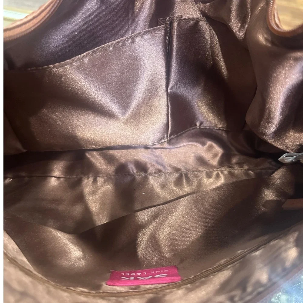 The Sak Pink Label Leather Hobo Shoulder Bag Tan Pebbled Slouchy Boho Y2K Vintag